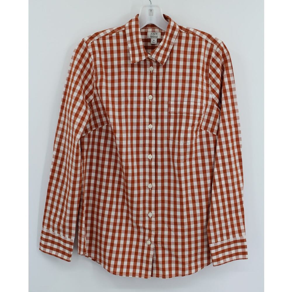 J.Crew Gingham Button-Up Shirt Small Regenerative Cotton Blend NEW